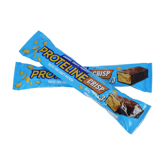 Bar with peanuts, rice balls and caramel glazed with chocolate glaze (100g) Protein bar