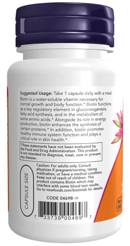 NOW Foods - Biotin, 1000mcg - 100 vegan capsules Now Foods