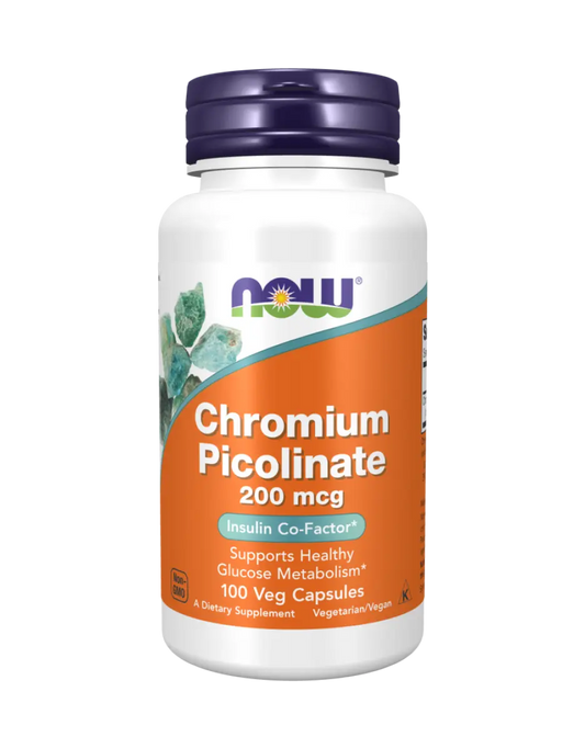 NOW Foods - Chromium Picolinate, 200mcg - 100 vegan capsules Now Foods