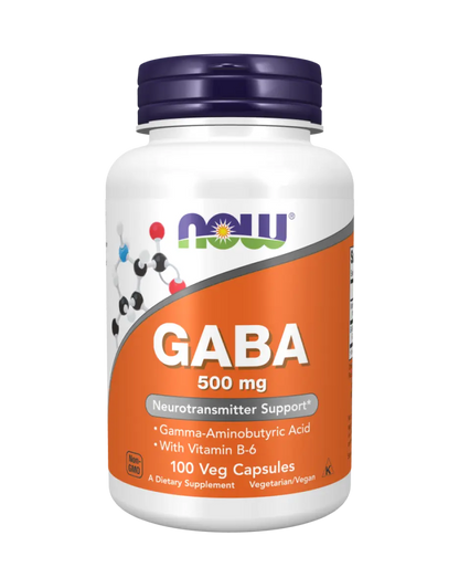 NOW Foods - GABA with Vitamin B6, 500mg - 100 vegan capsules Now Foods