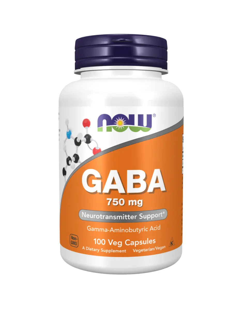 NOW Foods - GABA, 750mg - 100 vegan capsules Now Foods