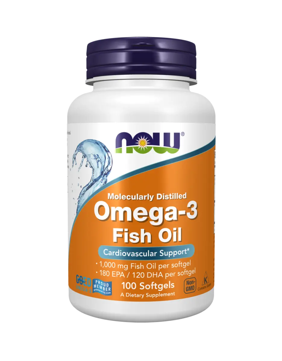 NOW Foods - Omega-3 Fish Oil, Molecularly Distilled - 100 softgels Now Foods