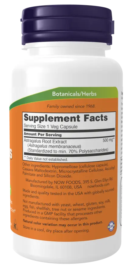 Now Foods - Astragalus Extract, 500mg - 90 vegan capsules Now Foods