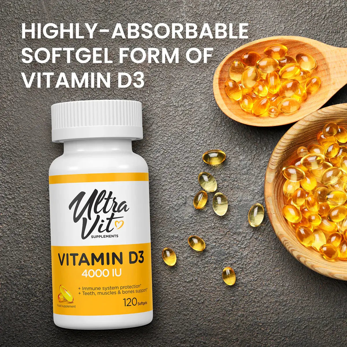 UltraVit Vitamin D3 4000IU 120 softgels UltraVit