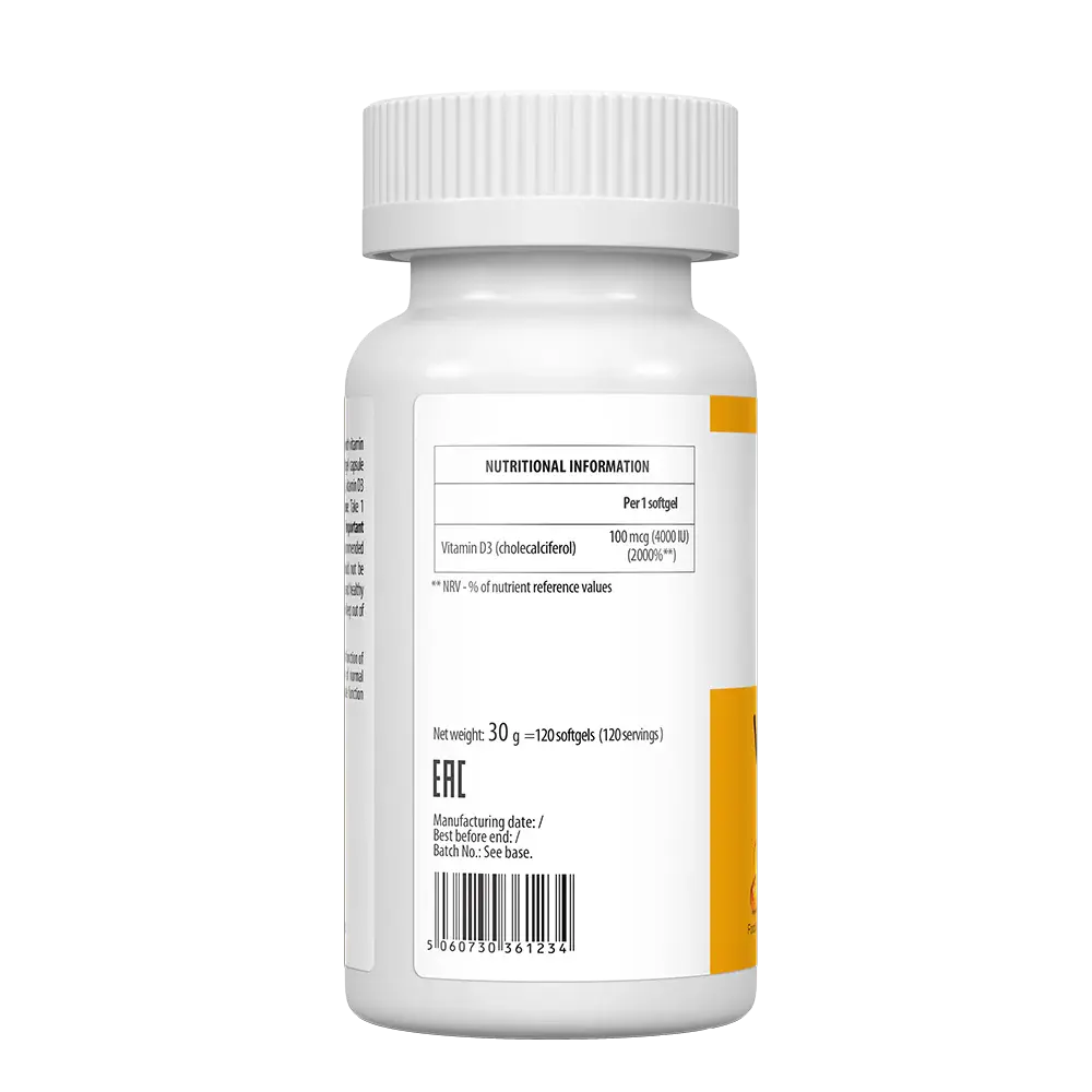 UltraVit Vitamin D3 4000IU 120 softgels UltraVit